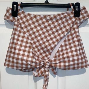 NEVER WORN white and brown checkered bikini set in Large